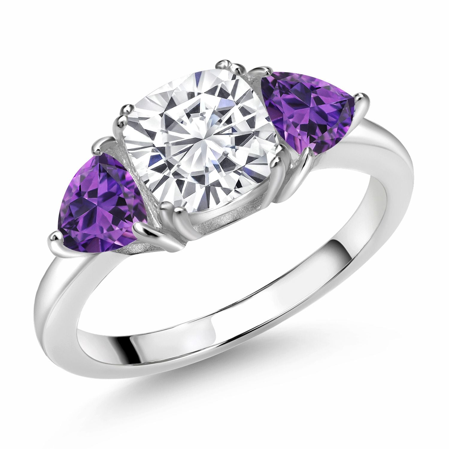 White Moissanite - April_7_Ring in 925 Sterling Silver