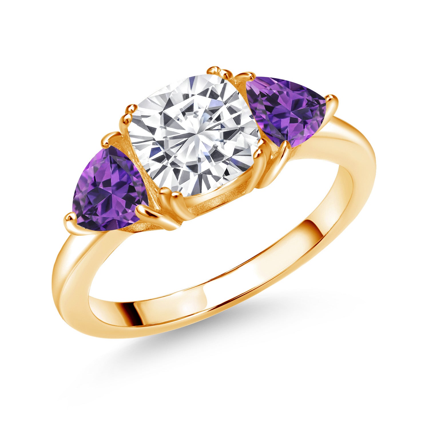 Amethyst - February_8_Ring in 925 Yellow Gold Plated Silver