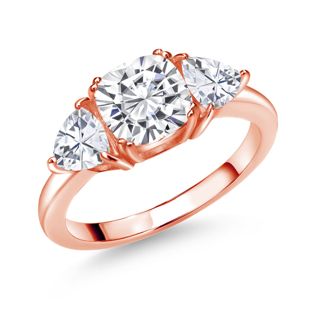 White Moissanite - April_7_Ring in 925 Rose Gold Plated Silver