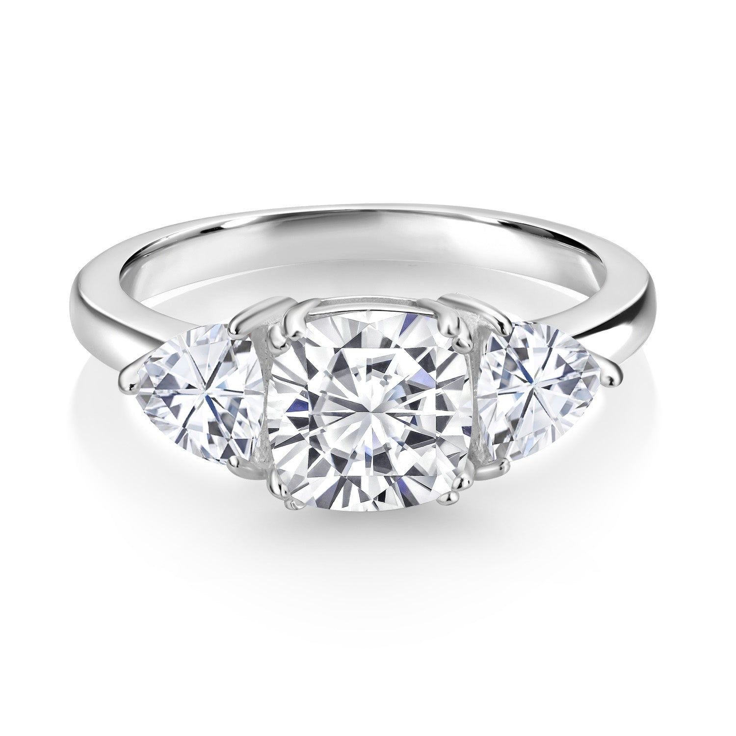 White Moissanite - April_8_Ring in 925 Sterling Silver