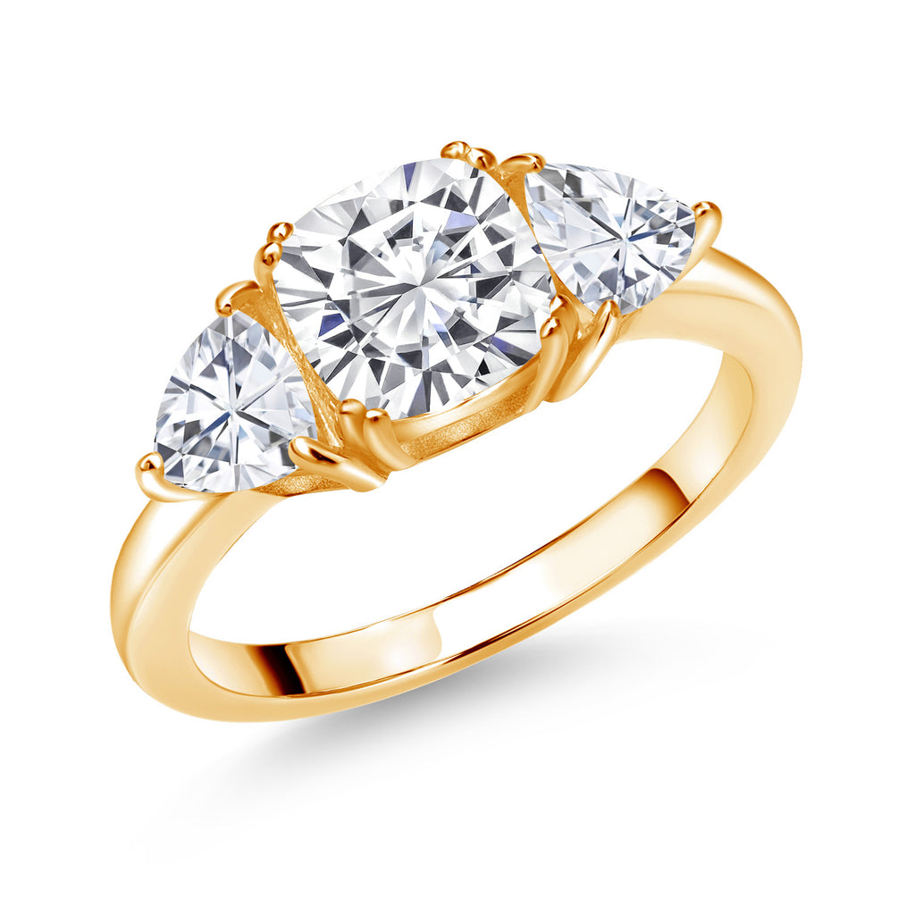 White Moissanite - April_8_Ring in 925 Yellow Gold Plated Silver
