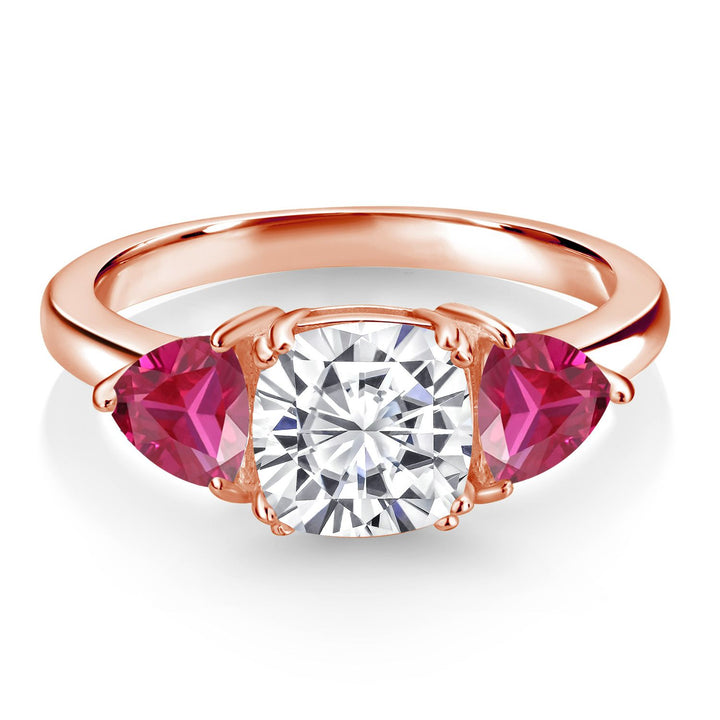 White Moissanite - April_5_Ring in 925 Rose Gold Plated Silver