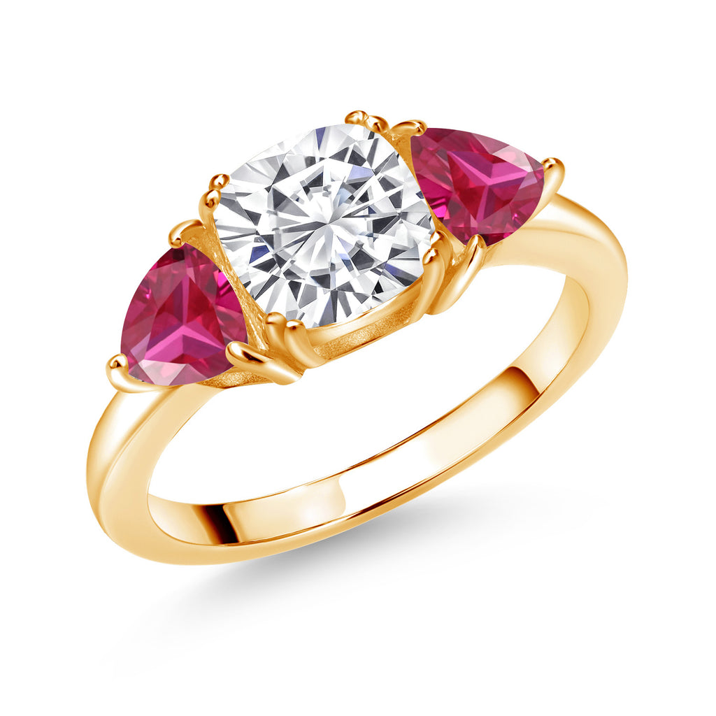 White Moissanite - April_8_Ring in 925 Yellow Gold Plated Silver