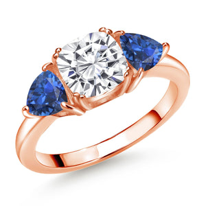 White Moissanite - April_5_Ring in 925 Rose Gold Plated Silver