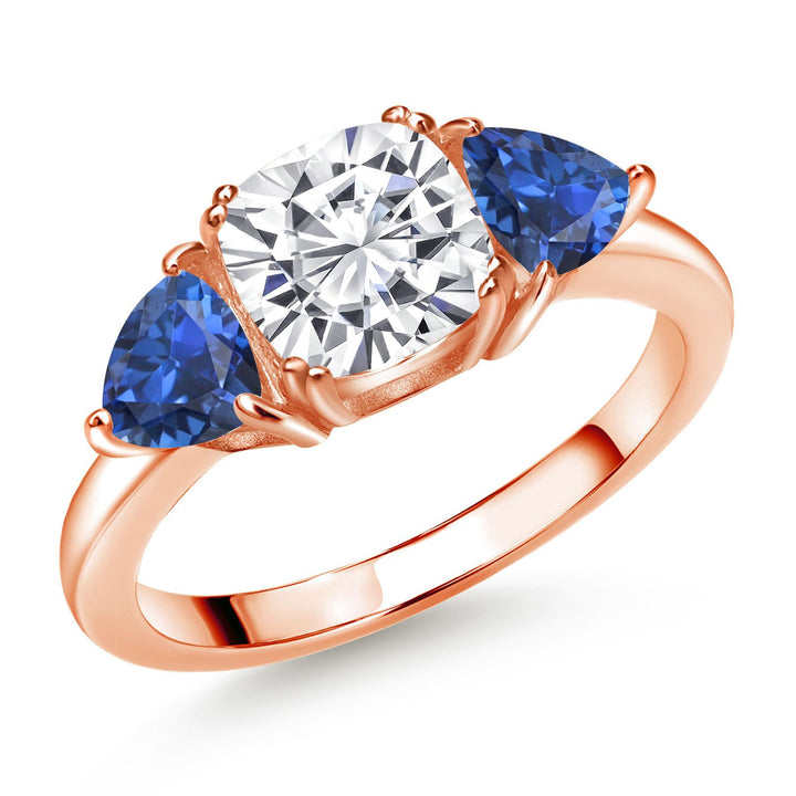 White Moissanite - April_5_Ring in 925 Rose Gold Plated Silver