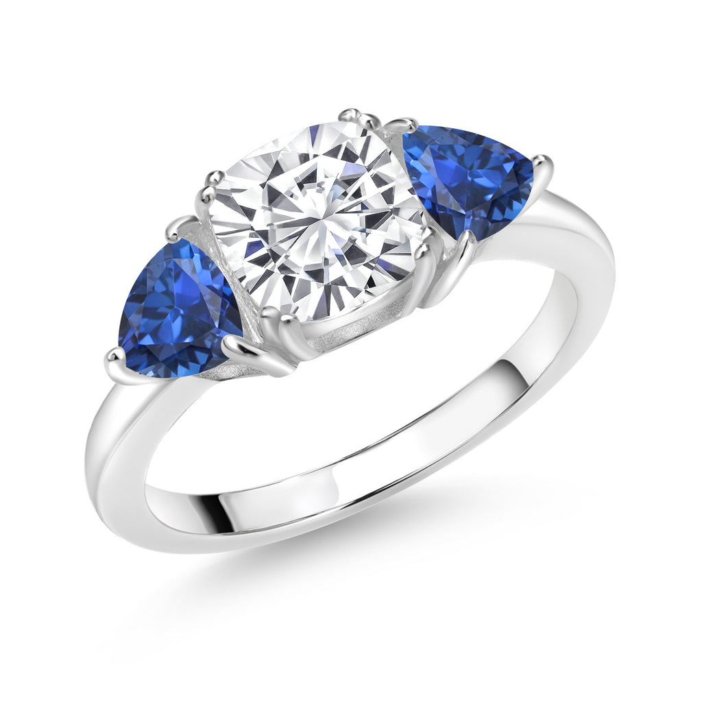 Blue Created Sapphire - September_5_Ring in 925 Sterling Silver