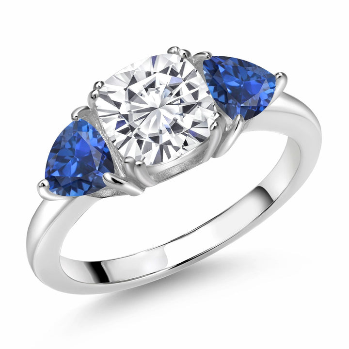 Blue Created Sapphire - September_5_Ring in 925 Sterling Silver