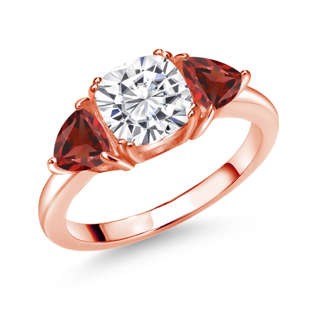 Garnet - January_8_Ring in 925 Rose Gold Plated Silver