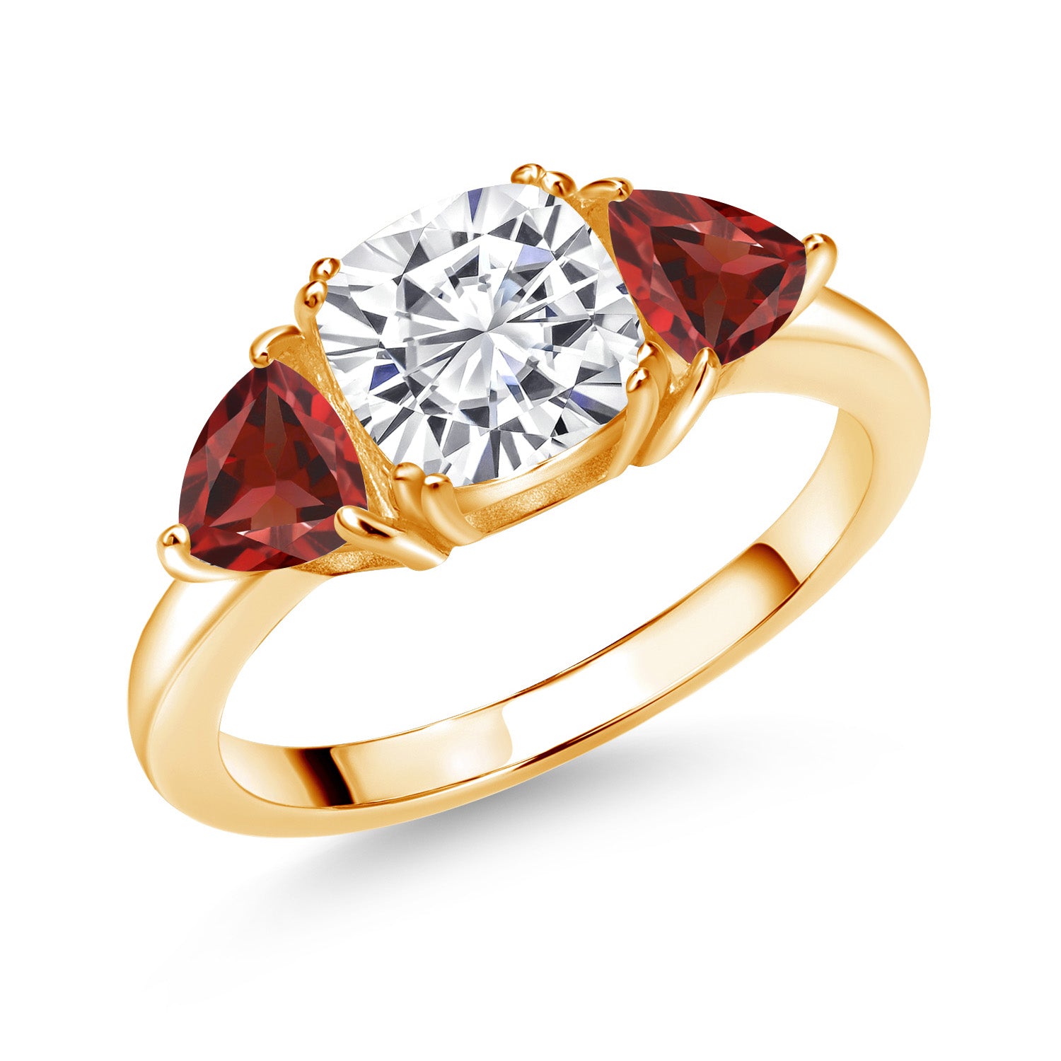 Garnet - January_8_Ring in 925 Yellow Gold Plated Silver