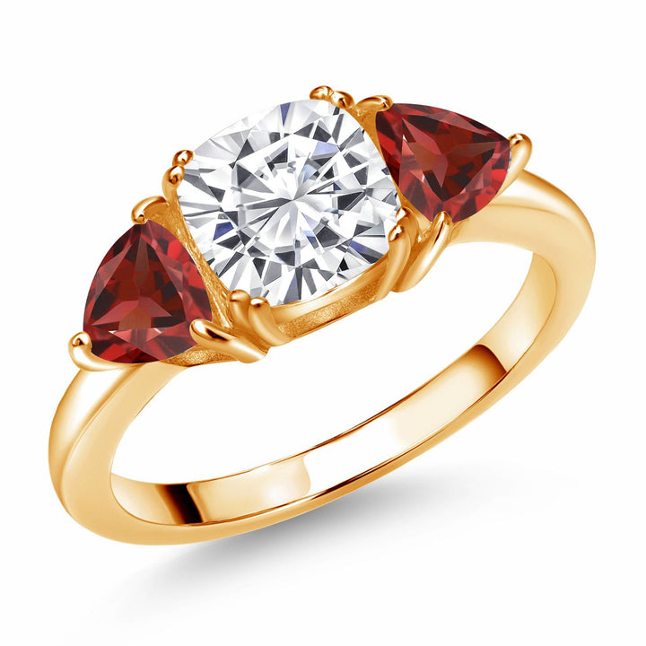 Garnet - January_5_Ring in 925 Yellow Gold Plated Silver
