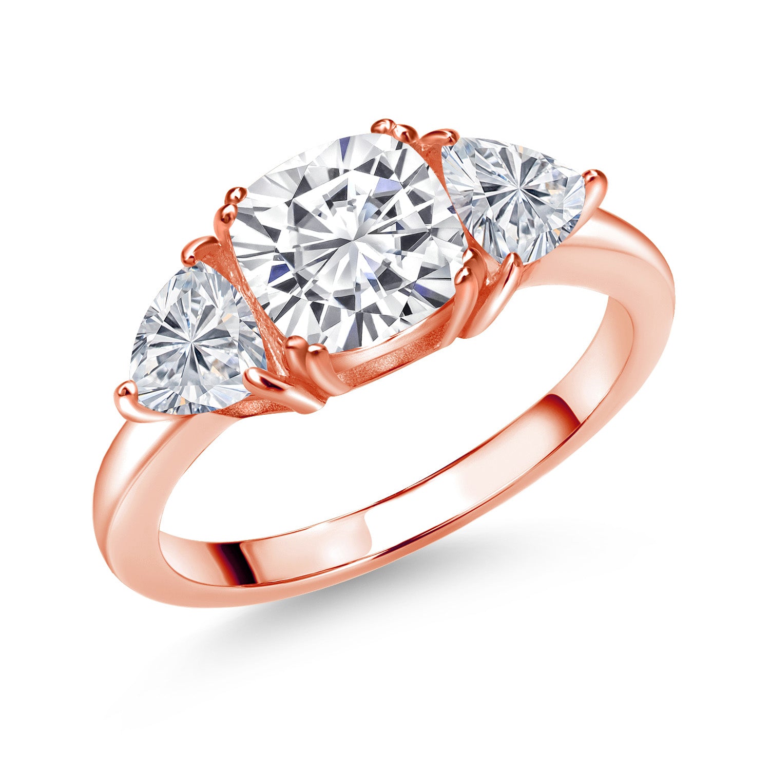 White Moissanite - April_7_Ring in 925 Rose Gold Plated Silver