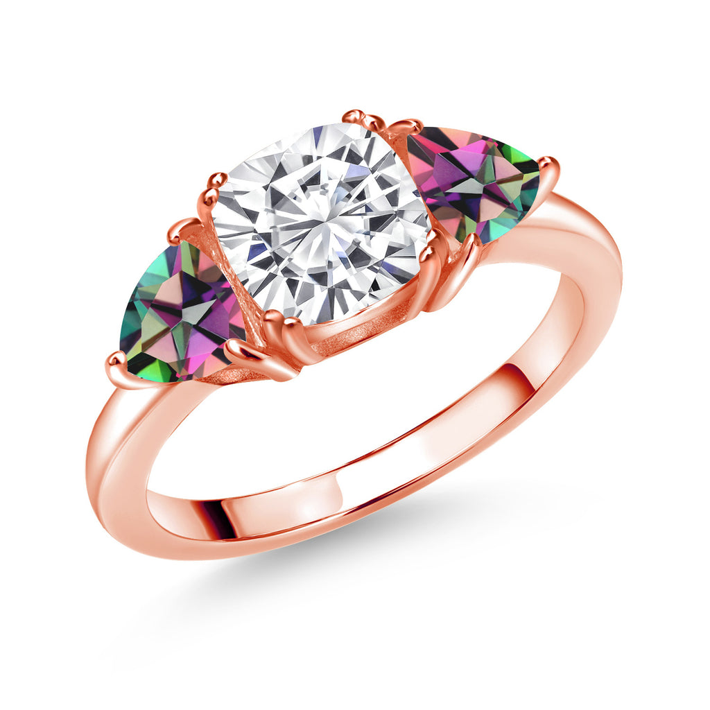 Green Mystic Topaz_5_Ring in 925 Rose Gold Plated Silver