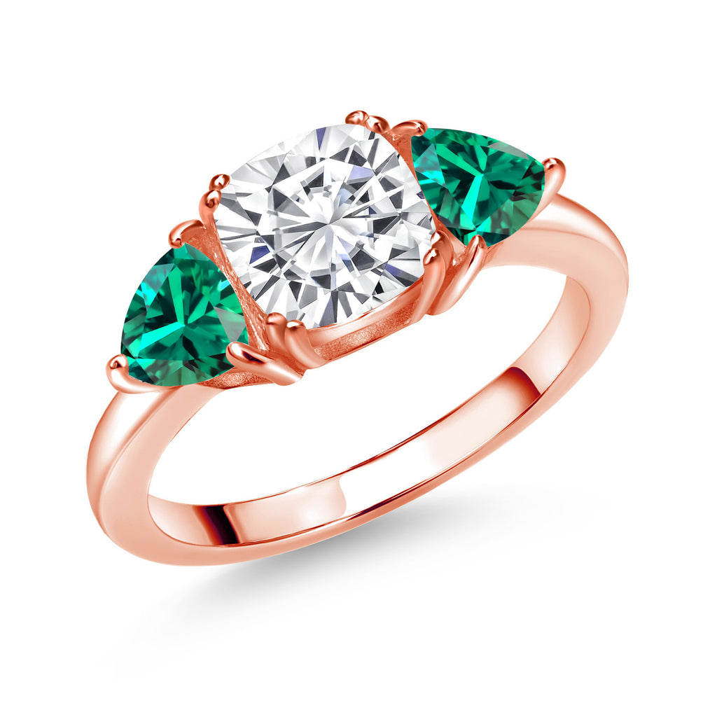Nano Emerald - May_6_Ring in 925 Rose Gold Plated Silver