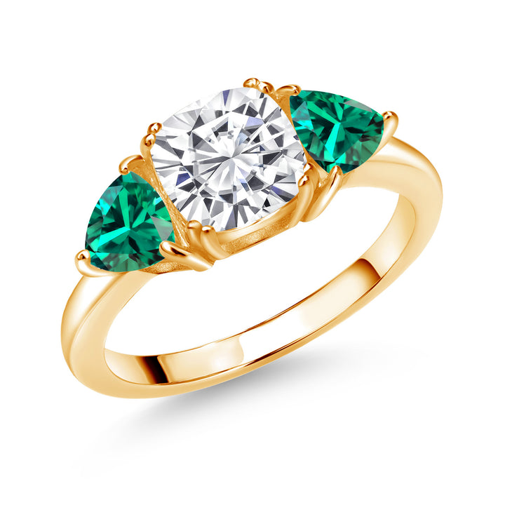 Nano Emerald - May_5_Ring in 925 Yellow Gold Plated Silver