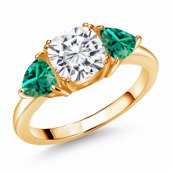 Nano Emerald - May_5_Ring in 925 Yellow Gold Plated Silver