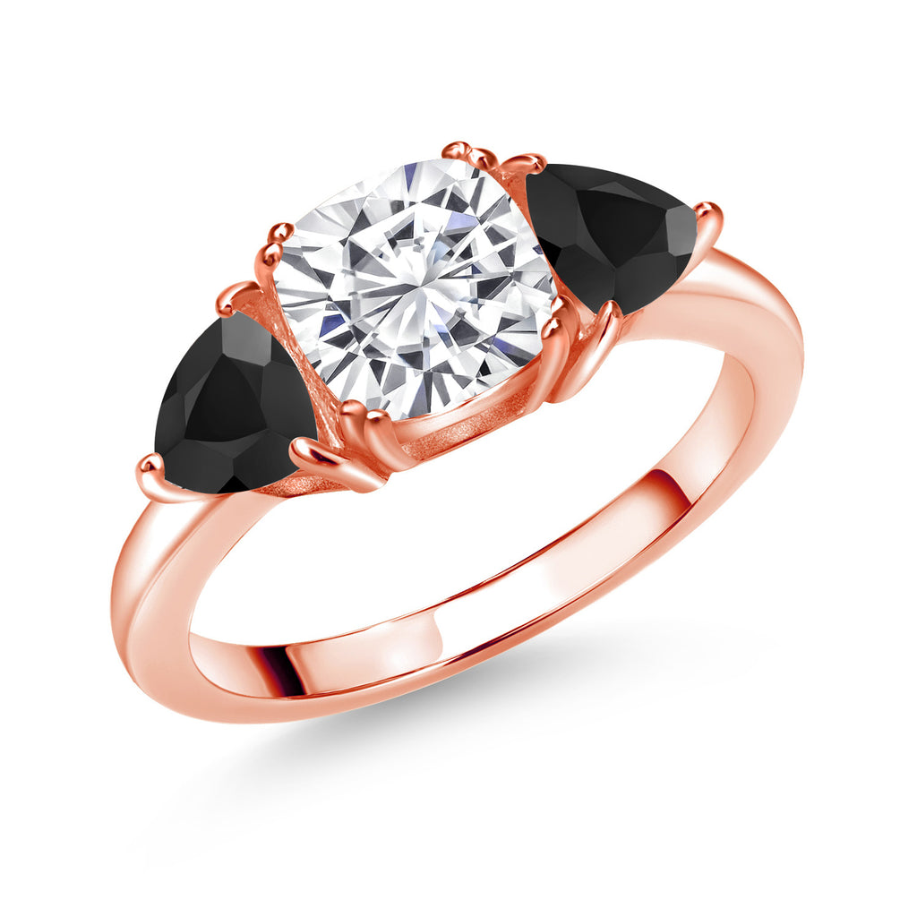 White Moissanite - April_6_Ring in 925 Rose Gold Plated Silver