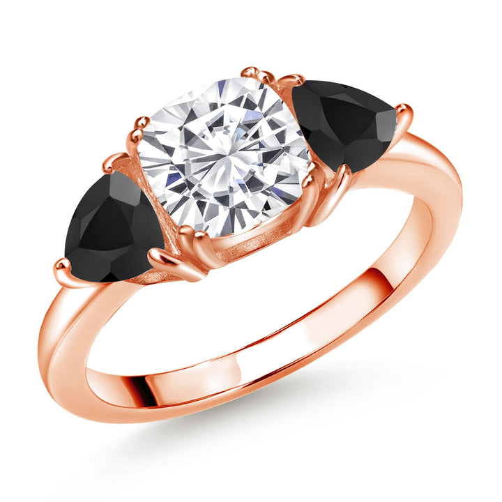 White Moissanite - April_9_Ring in 925 Rose Gold Plated Silver