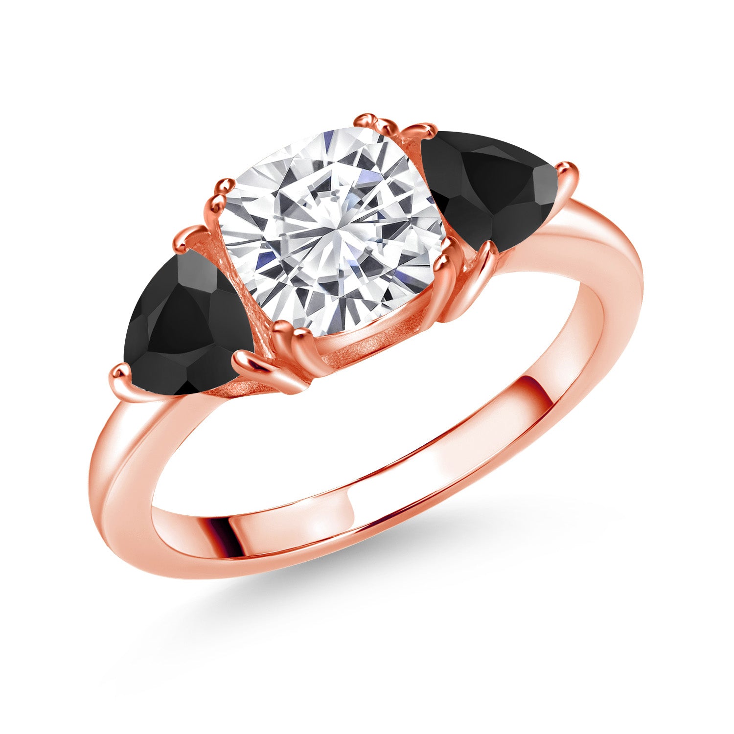 White Moissanite - April_7_Ring in 925 Rose Gold Plated Silver