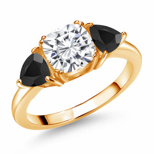 White Moissanite - April_5_Ring in 925 Yellow Gold Plated Silver