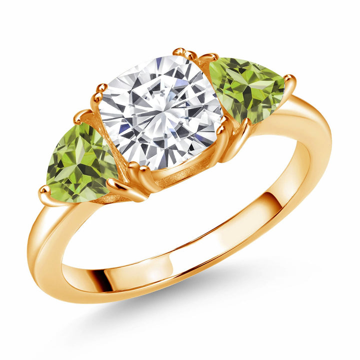 Peridot - August_5_Ring in 925 Yellow Gold Plated Silver