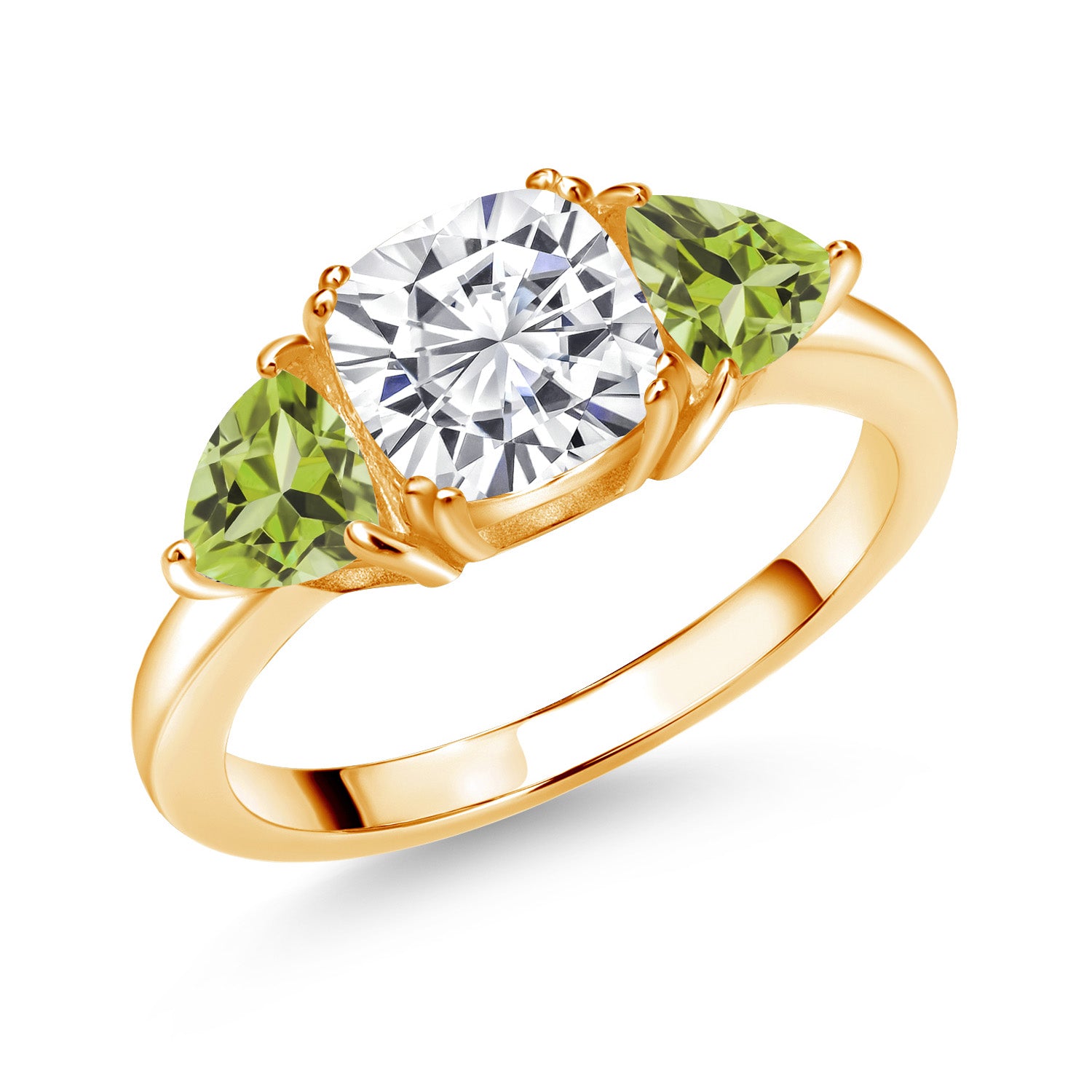Peridot - August_9_Ring in 925 Yellow Gold Plated Silver