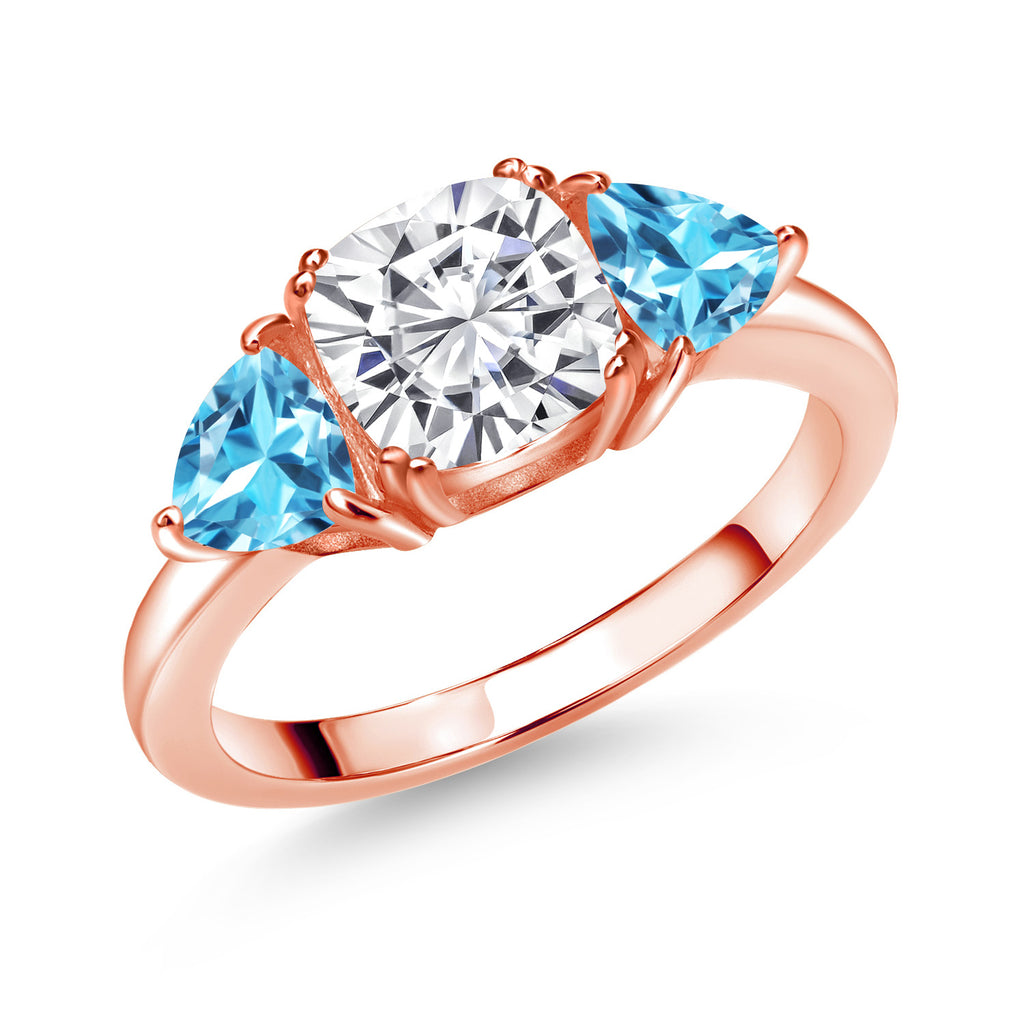 Swiss Blue Topaz - November_5_Ring in 925 Rose Gold Plated Silver