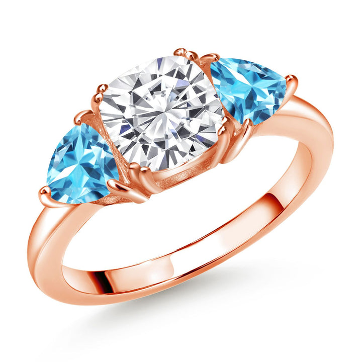 Swiss Blue Topaz - November_5_Ring in 925 Rose Gold Plated Silver