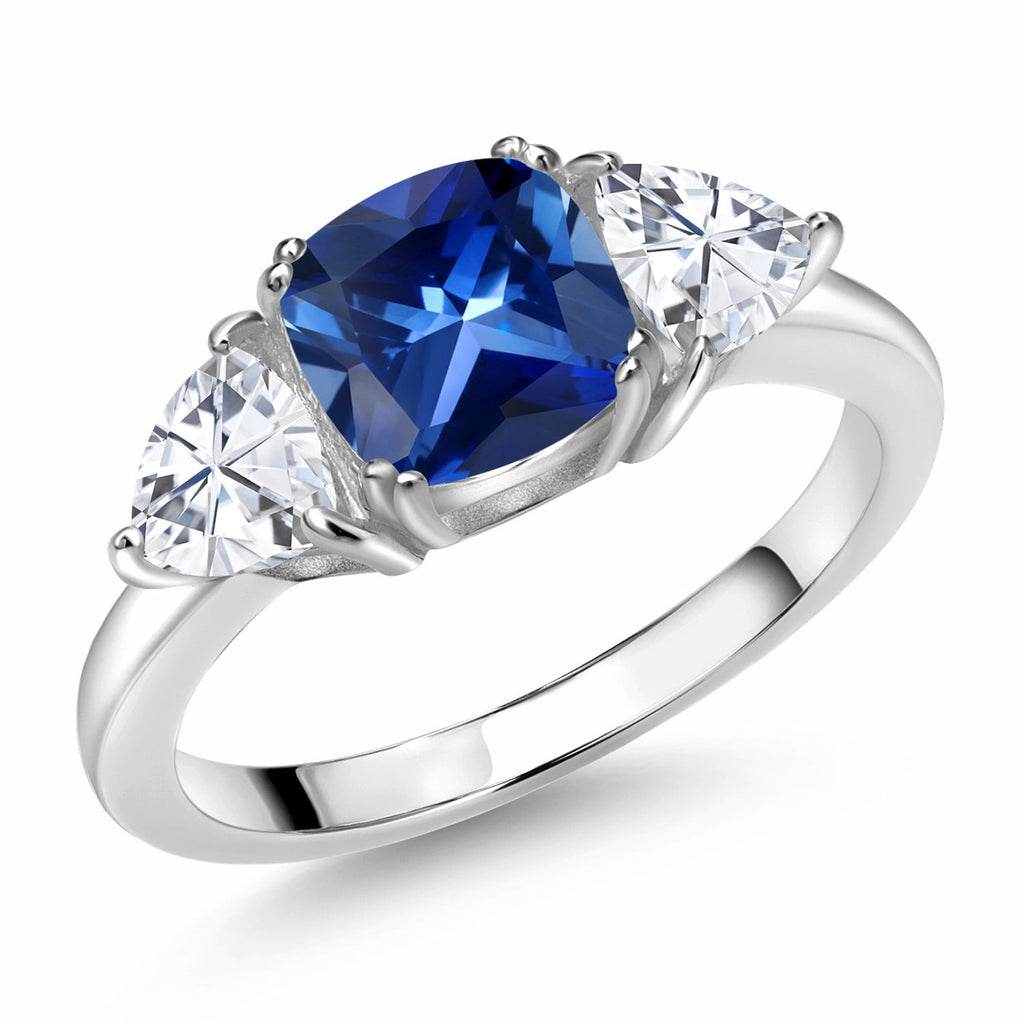 Blue Created Sapphire - September_9_Ring in 925 Sterling Silver