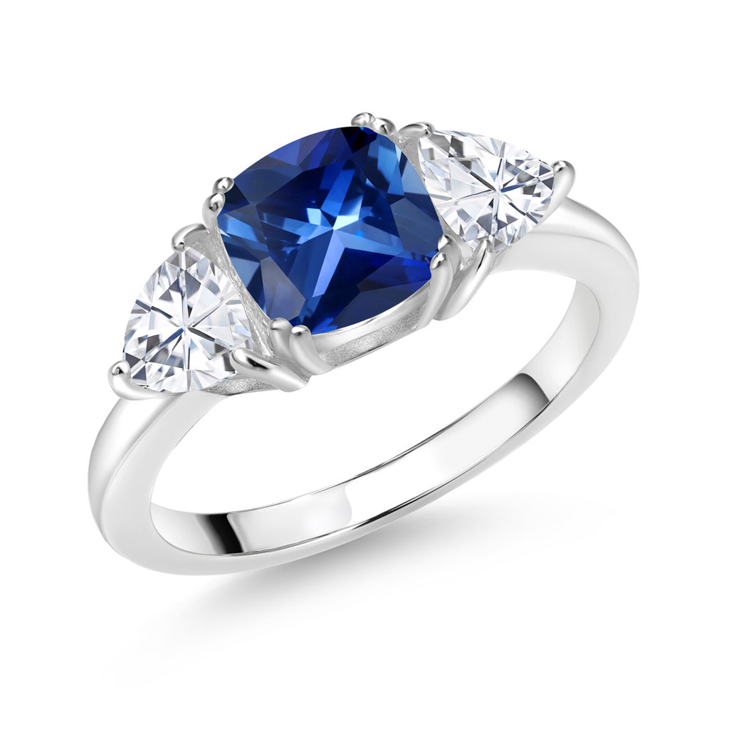 Blue Created Sapphire - September_7_Ring in 925 Sterling Silver