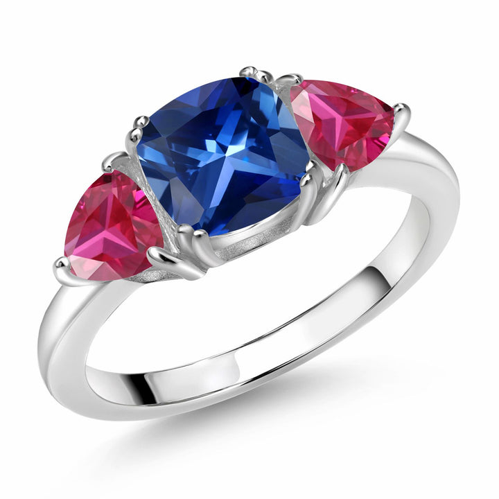 Blue Created Sapphire - September_5_Ring in 925 Sterling Silver