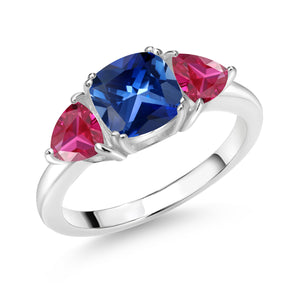 Blue Created Sapphire - September_5_Ring in 925 Sterling Silver