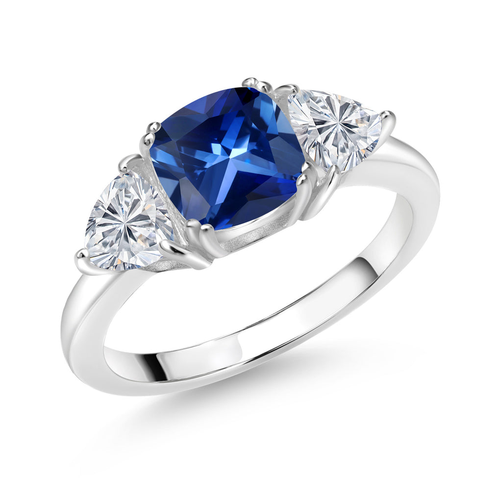 Blue Created Sapphire - September_6_Ring in 925 Sterling Silver