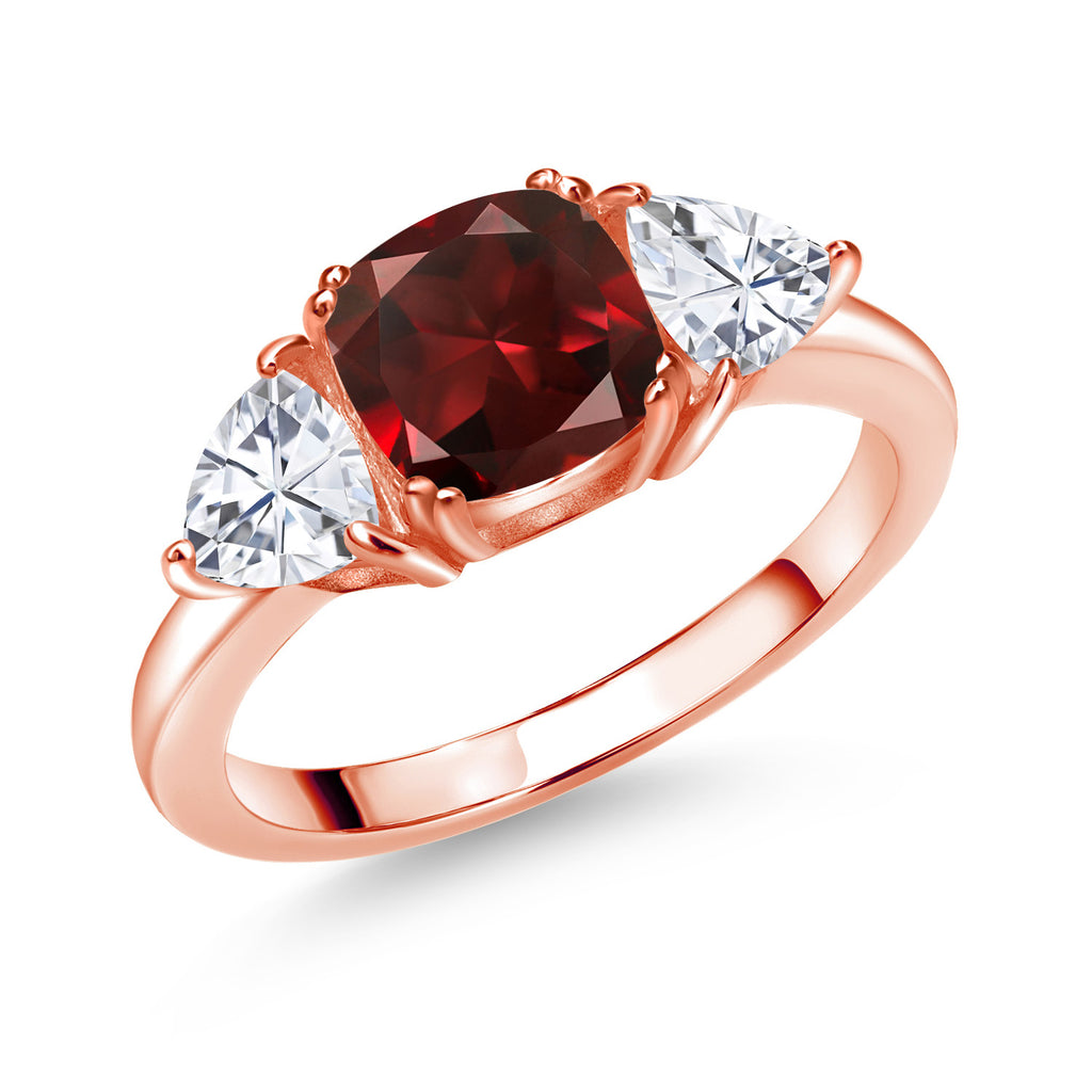 Garnet - January_8_Ring in 925 Rose Gold Plated Silver