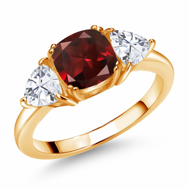 Garnet - January_5_Ring in 925 Yellow Gold Plated Silver