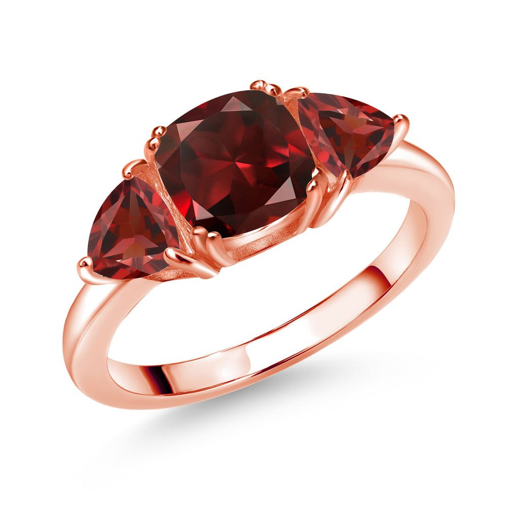 Garnet - January_6_Ring in 925 Rose Gold Plated Silver
