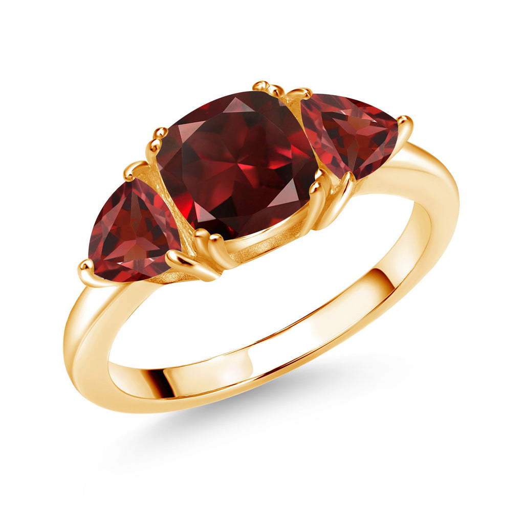 Garnet - January_8_Ring in 925 Yellow Gold Plated Silver