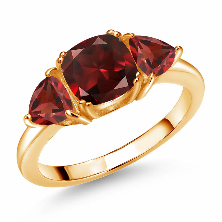 Garnet - January_5_Ring in 925 Yellow Gold Plated Silver