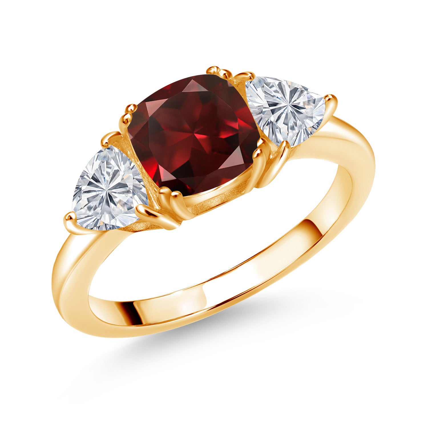 Garnet - January_8_Ring in 925 Yellow Gold Plated Silver