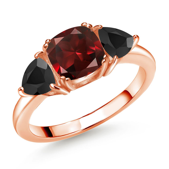 Garnet - January_8_Ring in 925 Rose Gold Plated Silver