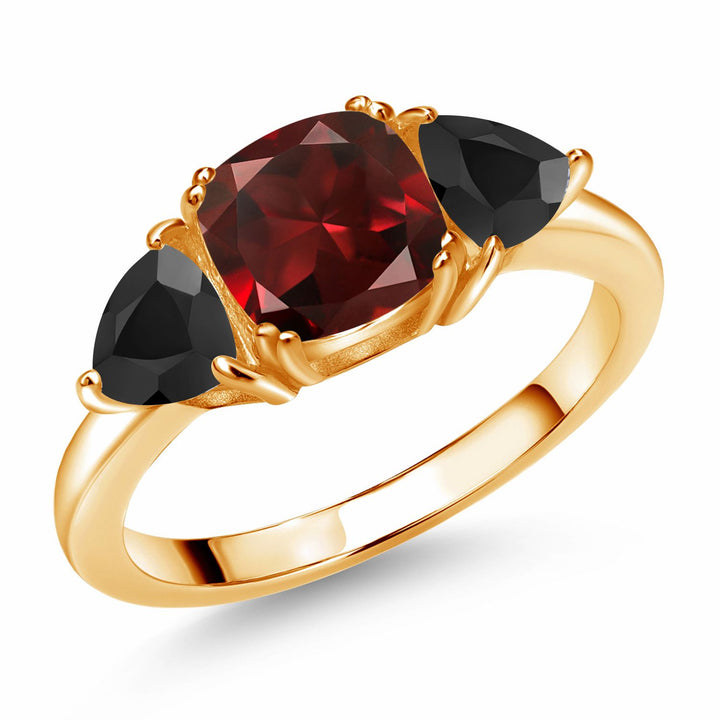 Garnet - January_5_Ring in 925 Yellow Gold Plated Silver