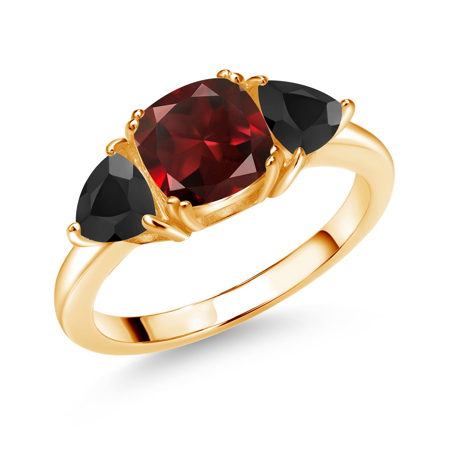 Garnet - January_8_Ring in 925 Yellow Gold Plated Silver