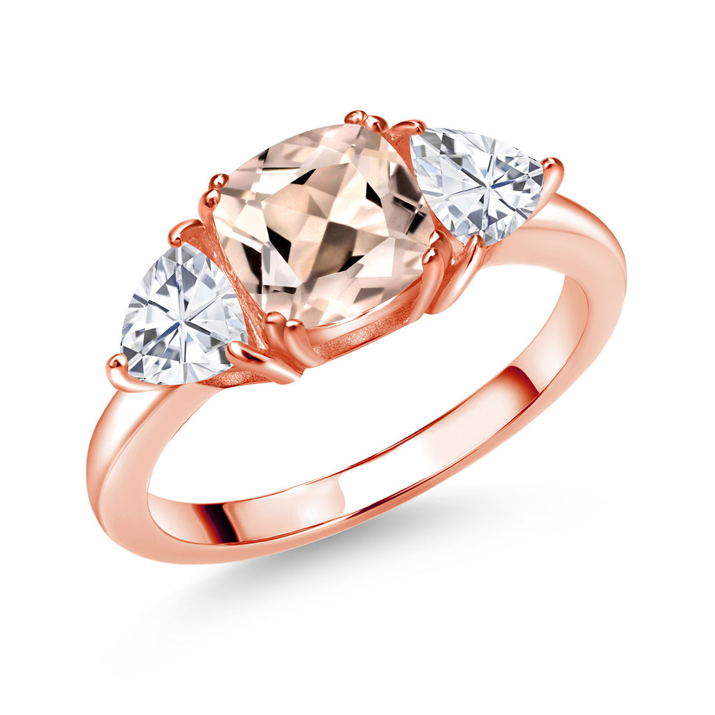 Morganite - October_8_Ring in 925 Rose Gold Plated Silver