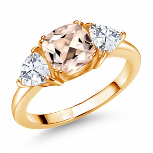 Morganite - October_5_Ring in 925 Yellow Gold Plated Silver