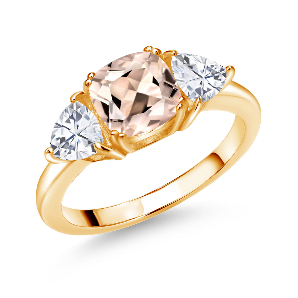 Morganite - October_7_Ring in 925 Yellow Gold Plated Silver