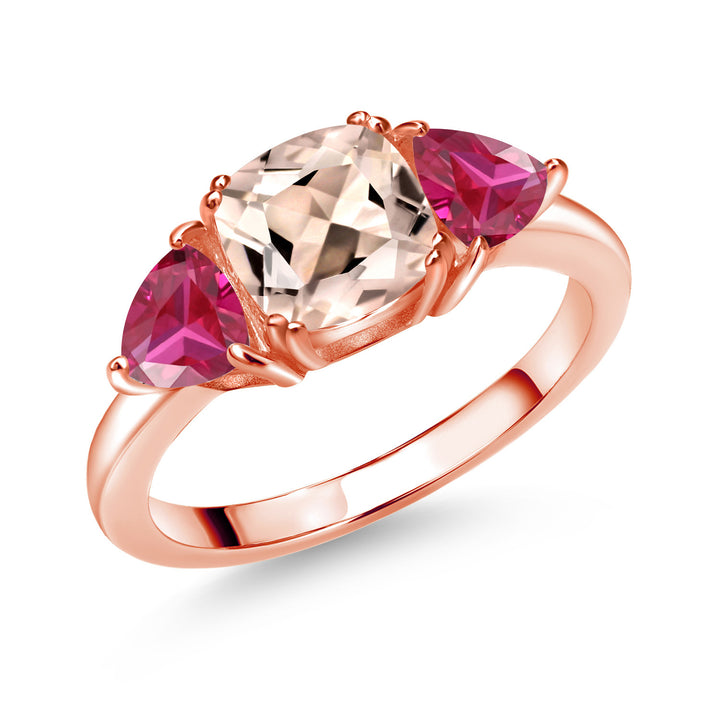 Morganite - October_5_Ring in 925 Rose Gold Plated Silver