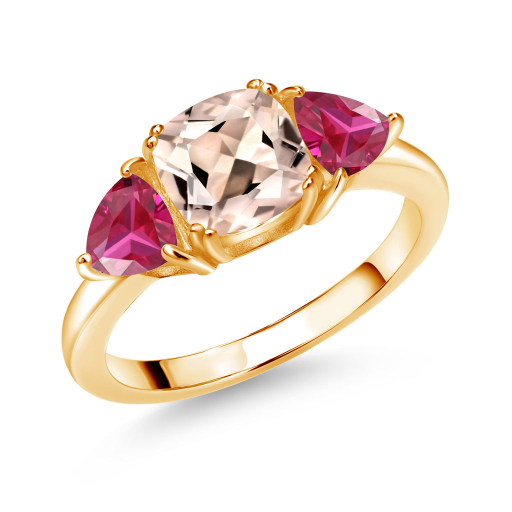 Morganite - October_8_Ring in 925 Yellow Gold Plated Silver