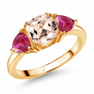 Morganite - October_5_Ring in 925 Yellow Gold Plated Silver