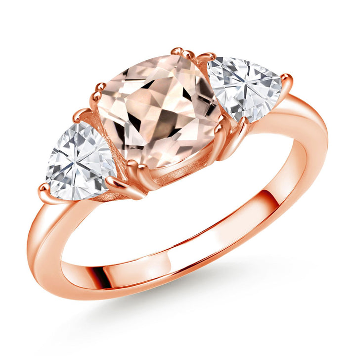 Morganite - October_5_Ring in 925 Rose Gold Plated Silver