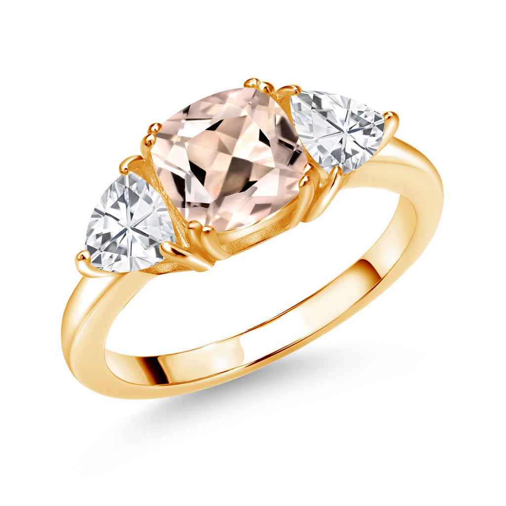 Morganite - October_5_Ring in 925 Yellow Gold Plated Silver