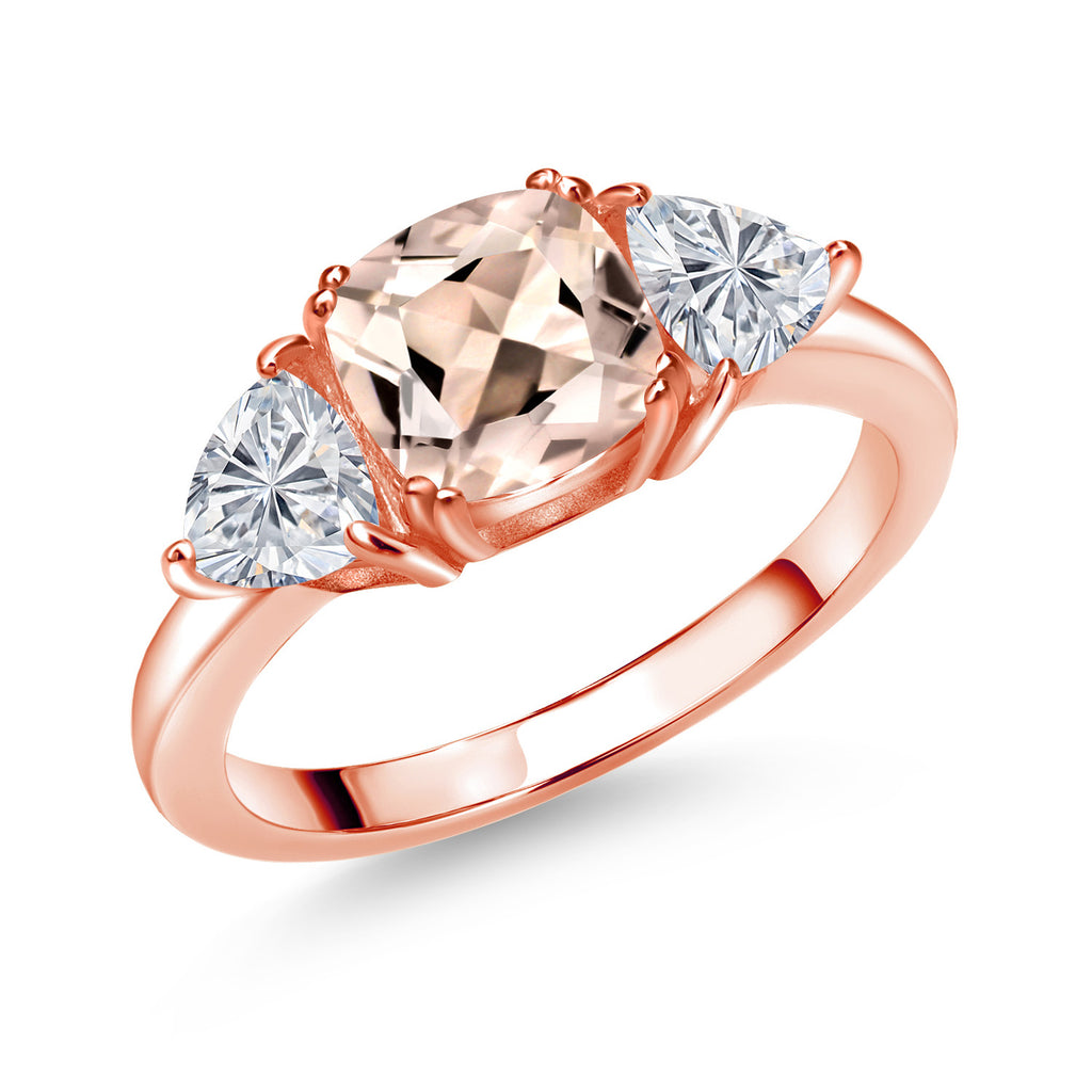 Morganite - October_8_Ring in 925 Rose Gold Plated Silver